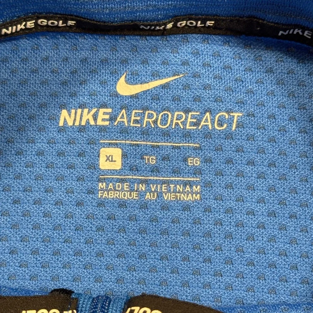 Nike Golf AeroReact Mens XL Blue Quarter Zip Pullover Long Sleeve Shirt 829